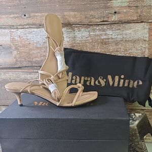 Mara & Mine Tan Strappy Kitten Heel Women's Sandals, Size 6, NWT